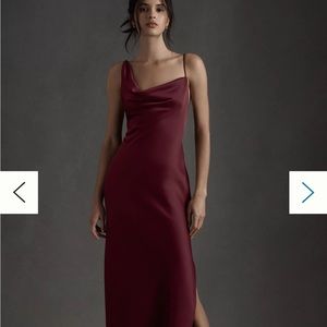 BHLDN satin dress in dark berry